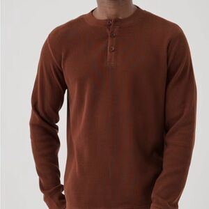 Men's Mahogany Brown Thermal Henley Shirt